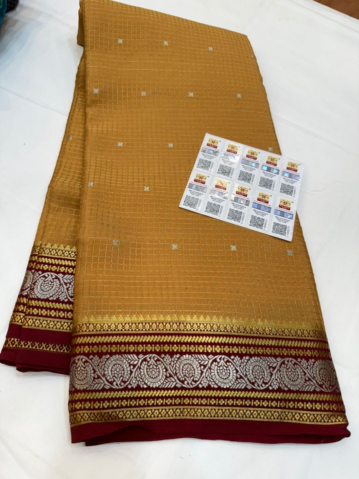 Mysore silk sarees checks pattern