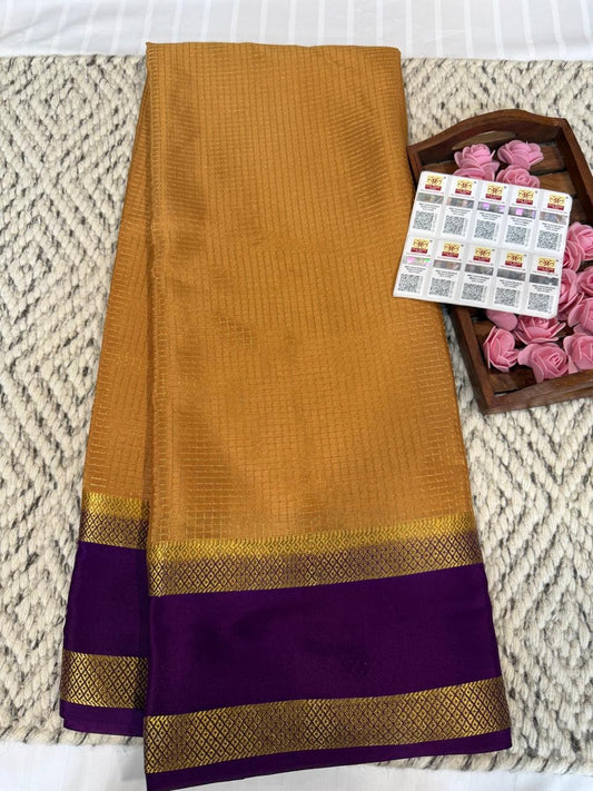 Mysore silk sarees checks pattern
