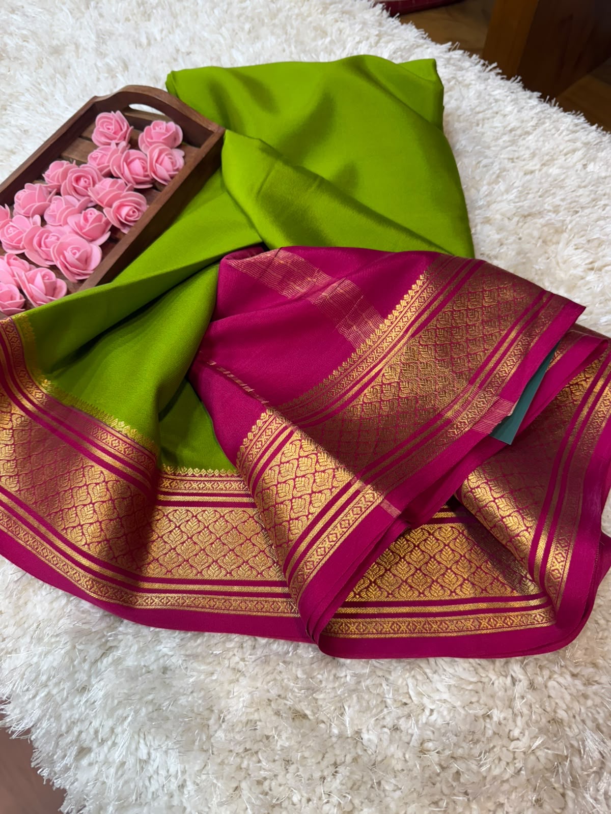 Mysore silk sarees contrast pattern