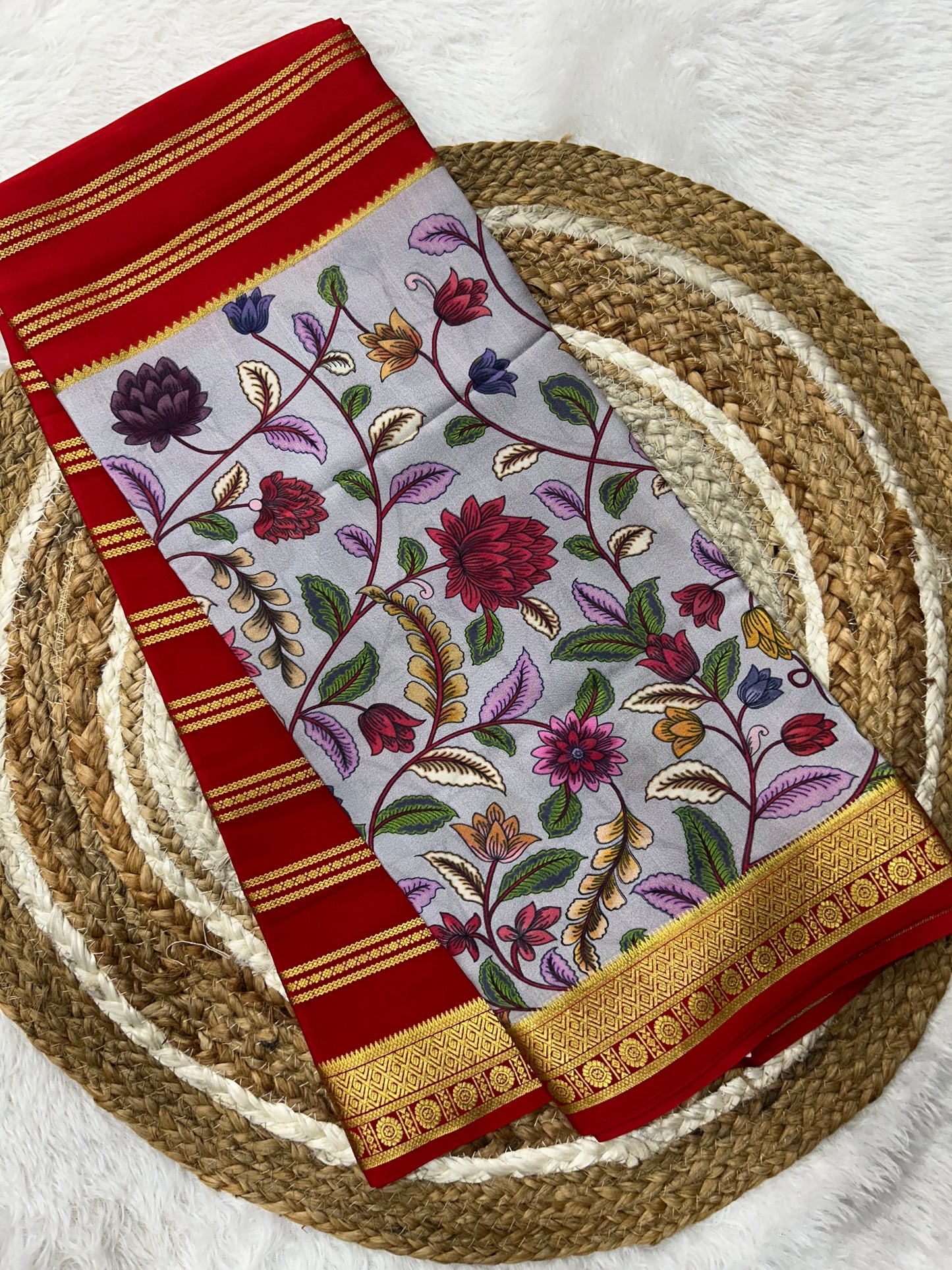 Printed Mysore silk saree