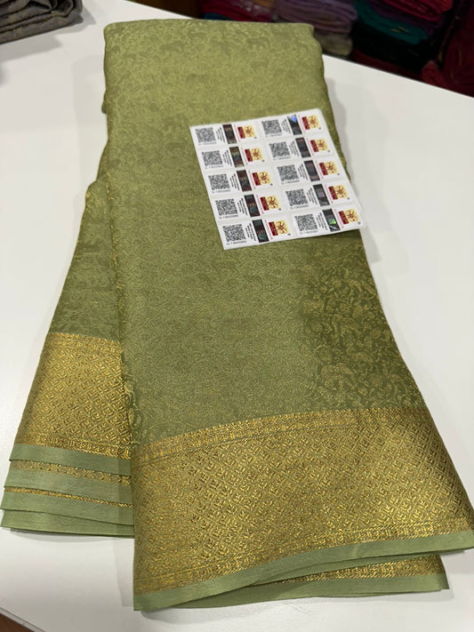 Beautiful Silk brocade fabric with zari weaving all over saree