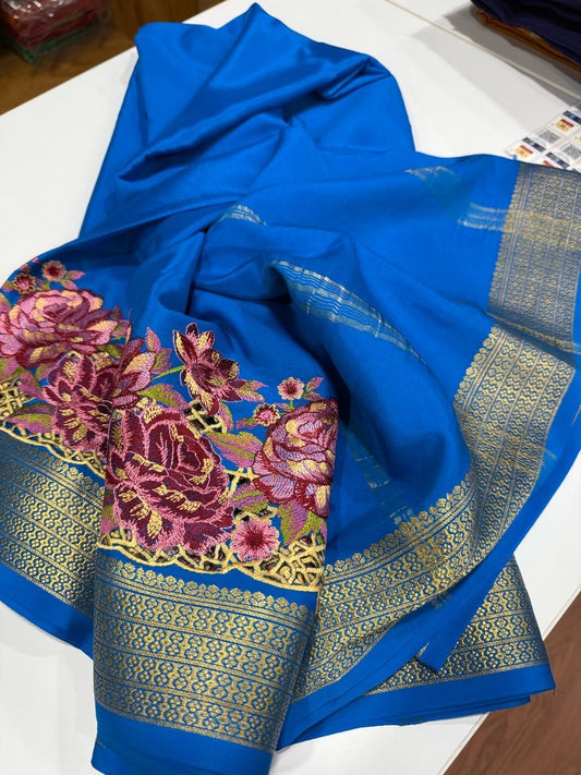 ❤️ Embroidery n Cutwork Mysore silk sarees ❤️