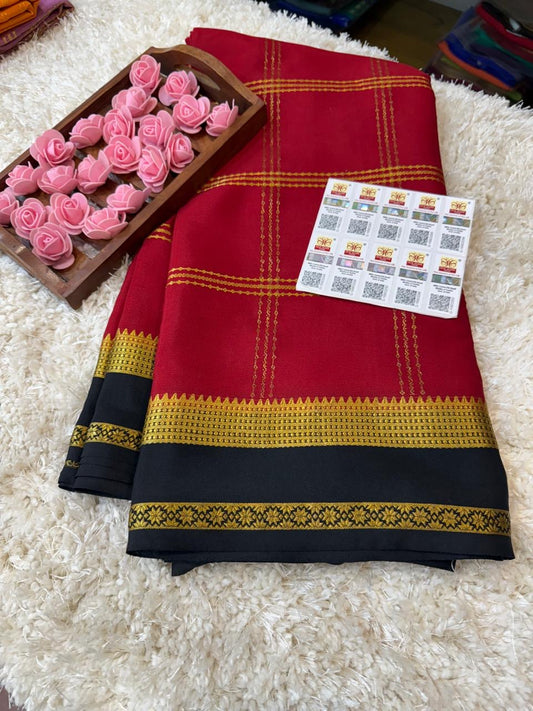 Mysore silk sarees contrast pattern