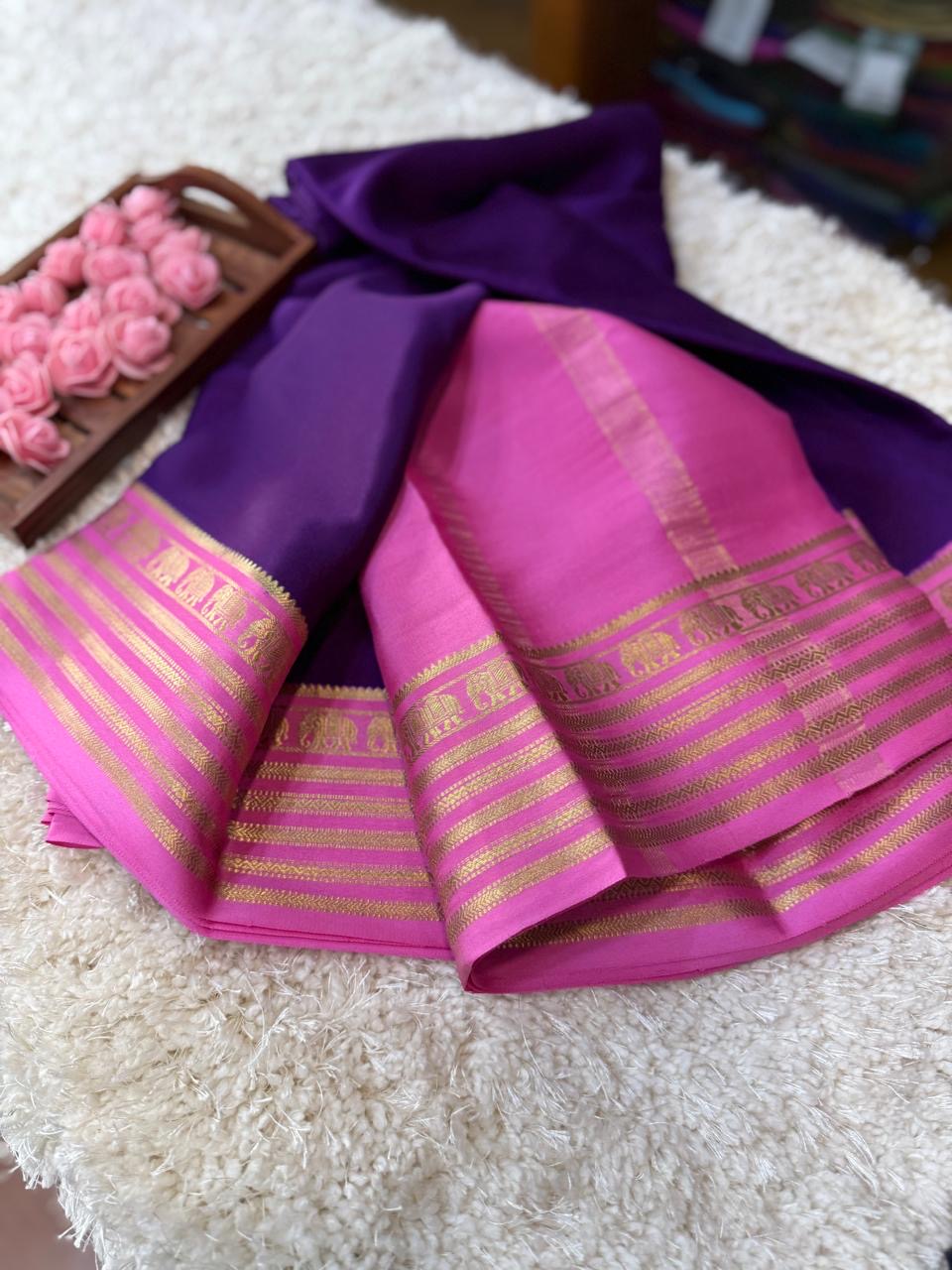 Mysore silk sarees contrast pattern