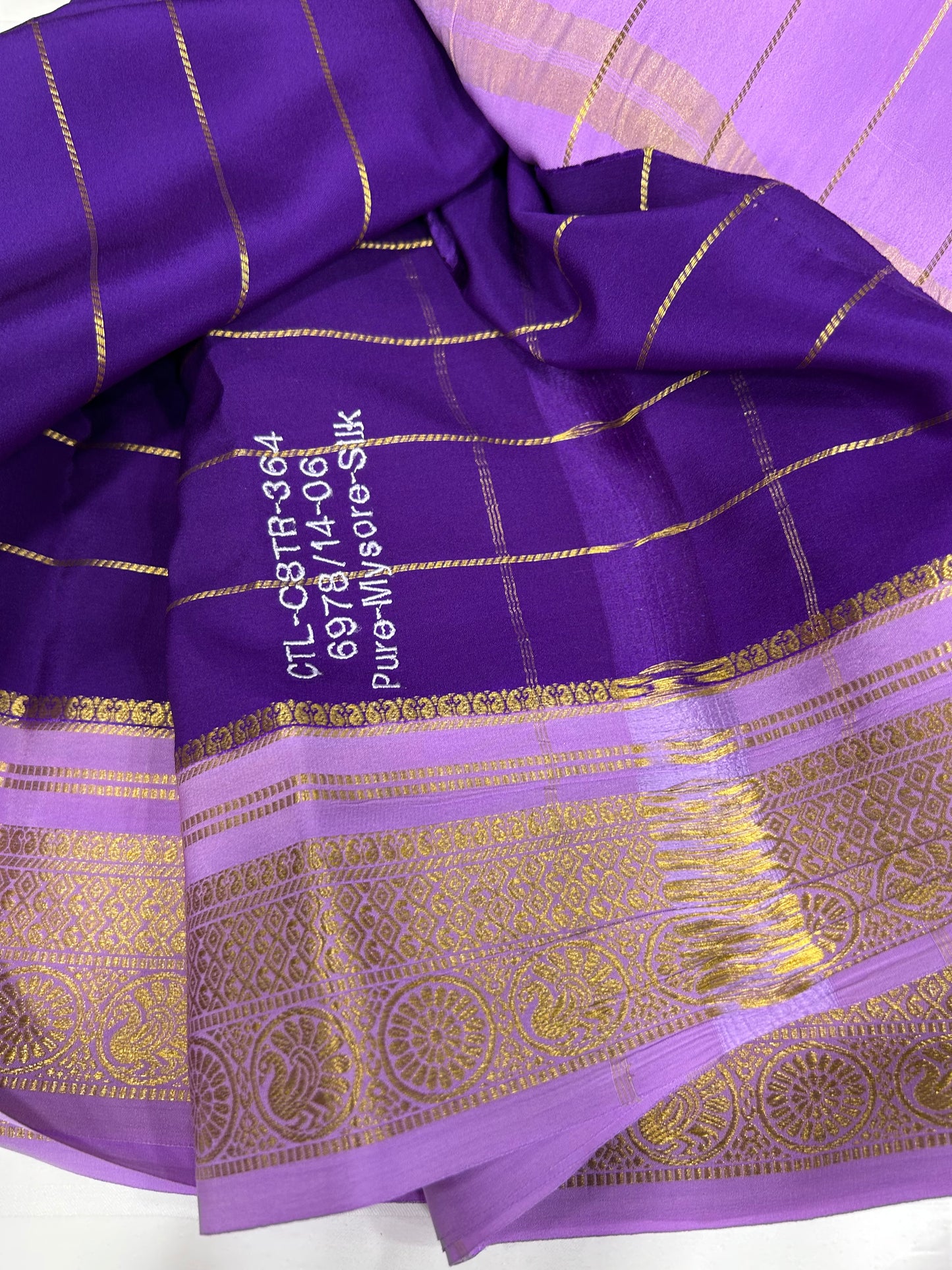 Gold lace Mysore silk saree