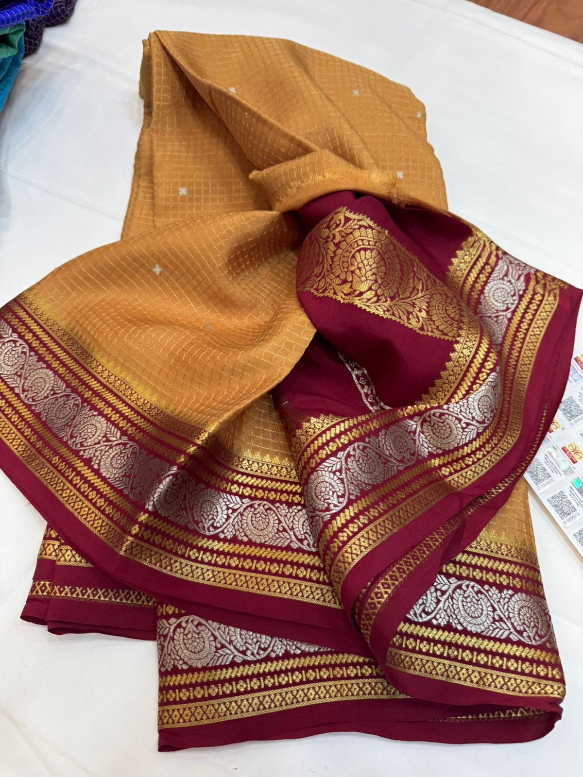 Mysore silk sarees checks pattern