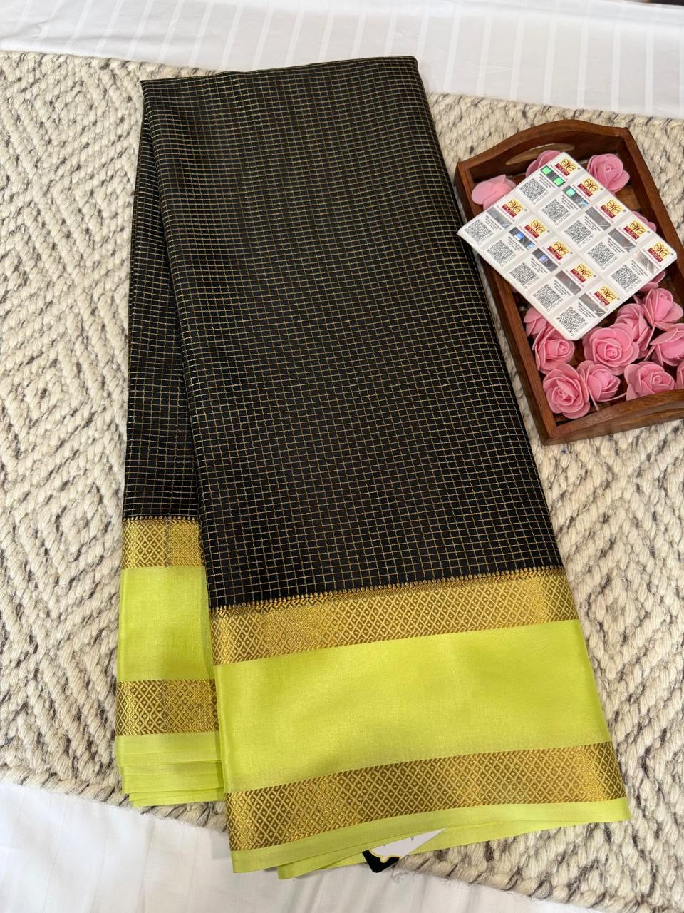Mysore silk sarees checks pattern