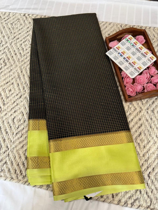 Mysore silk sarees checks pattern