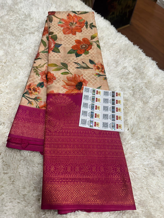 Pure digital print Kanjivaram silk sarees