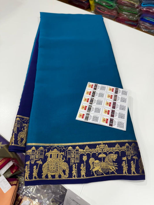 Mysore silk sarees golden lace pattern