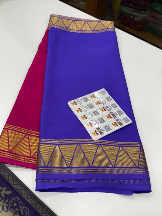 Mysore silk saree half and half pattern