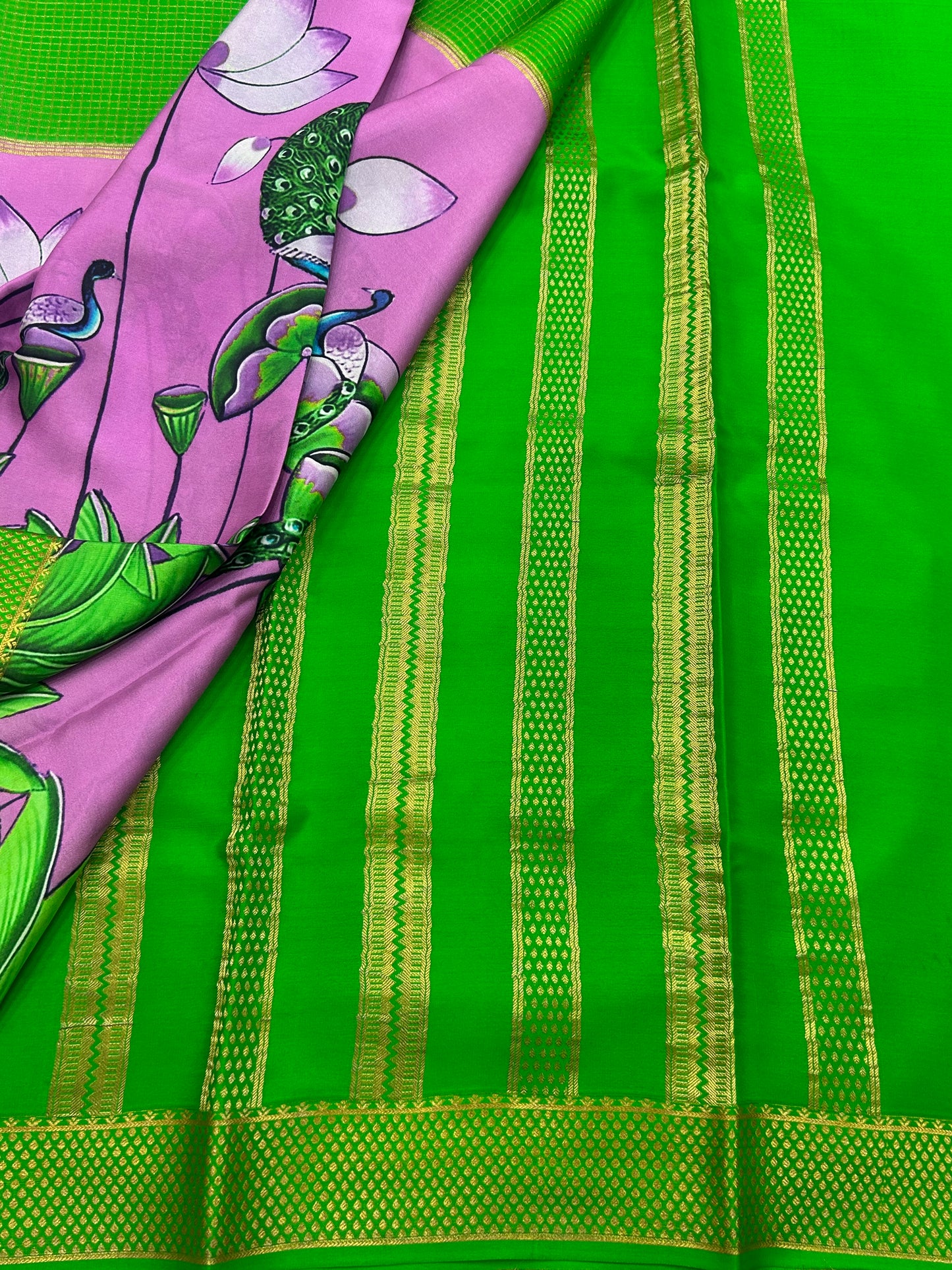 Half printed Mysore silk