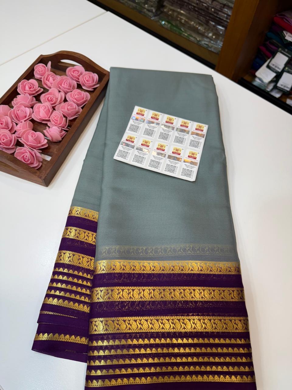Mysore silk sarees light weight pattern