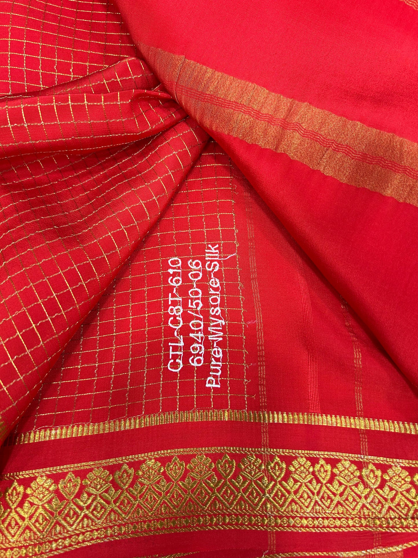 Gold lace Mysore silk saree