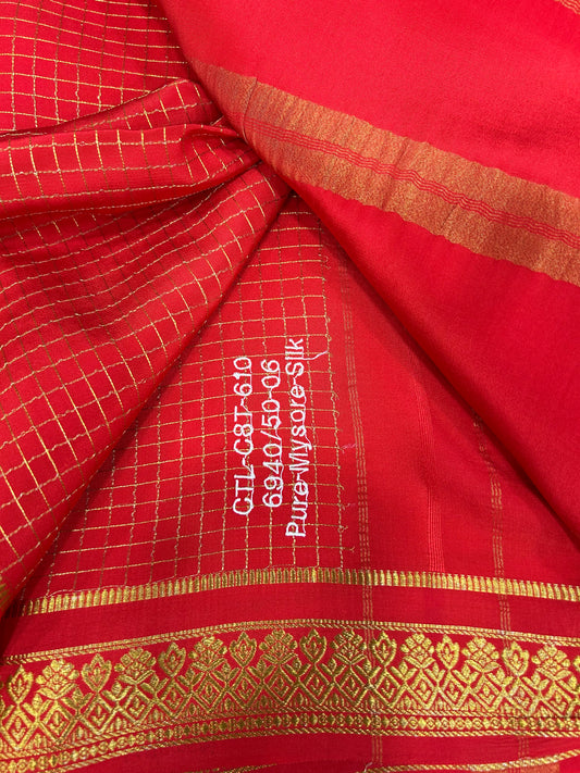 Gold lace Mysore silk saree
