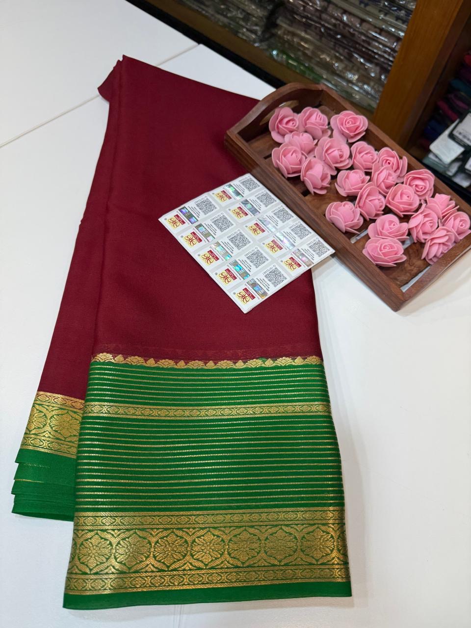 Mysore silk sarees light weight pattern
