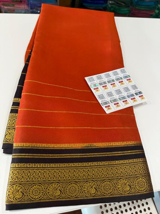 Mysore silk saree gold lace zari pattern