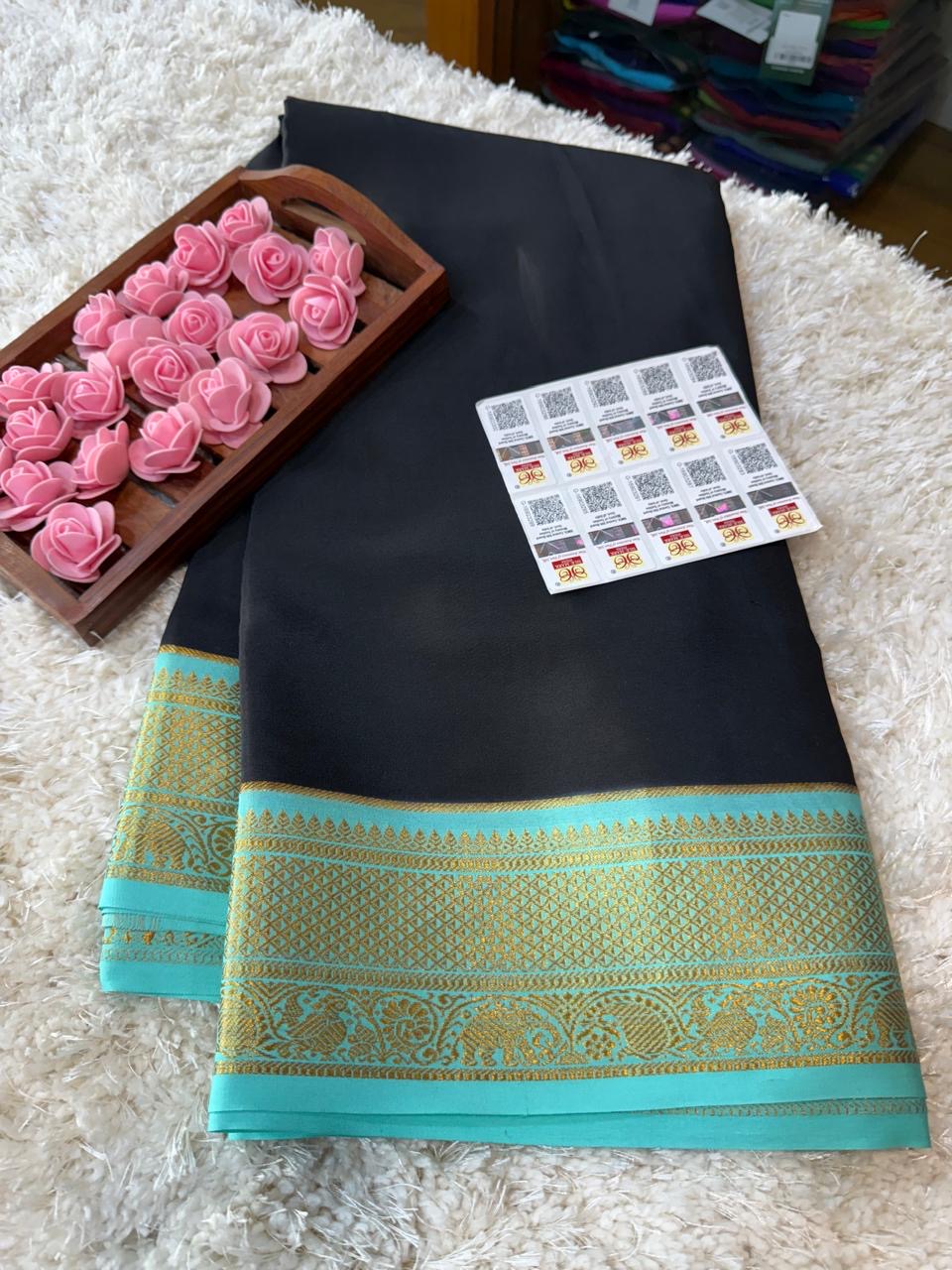 Mysore silk sarees contrast pattern
