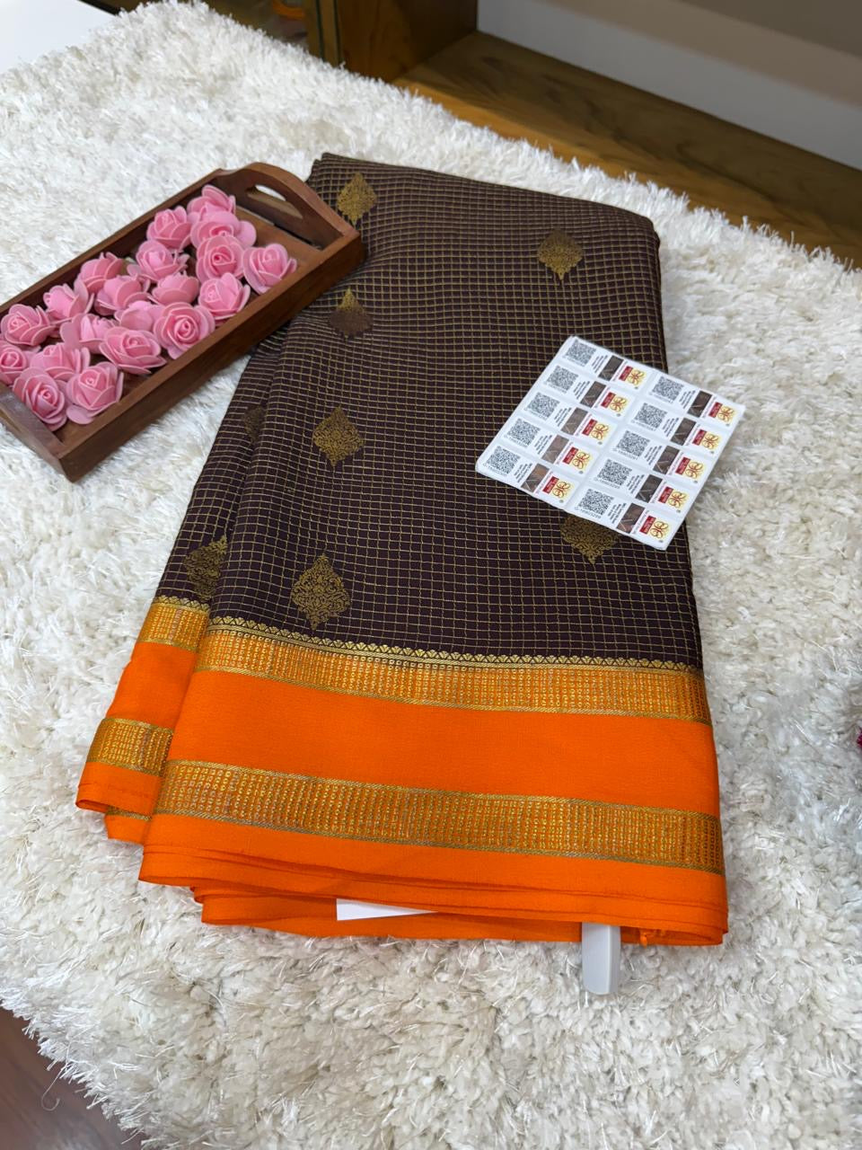 Mysore silk sarees checks pattern
