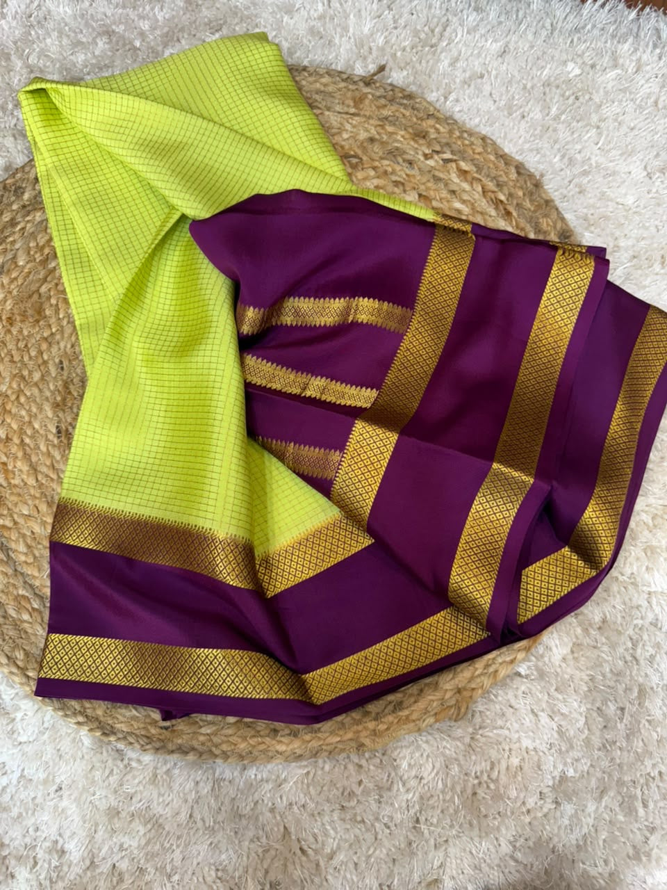 Mysore silk sarees checks pattern