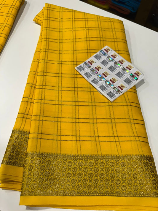 Checks pattern mysore silk sarees
