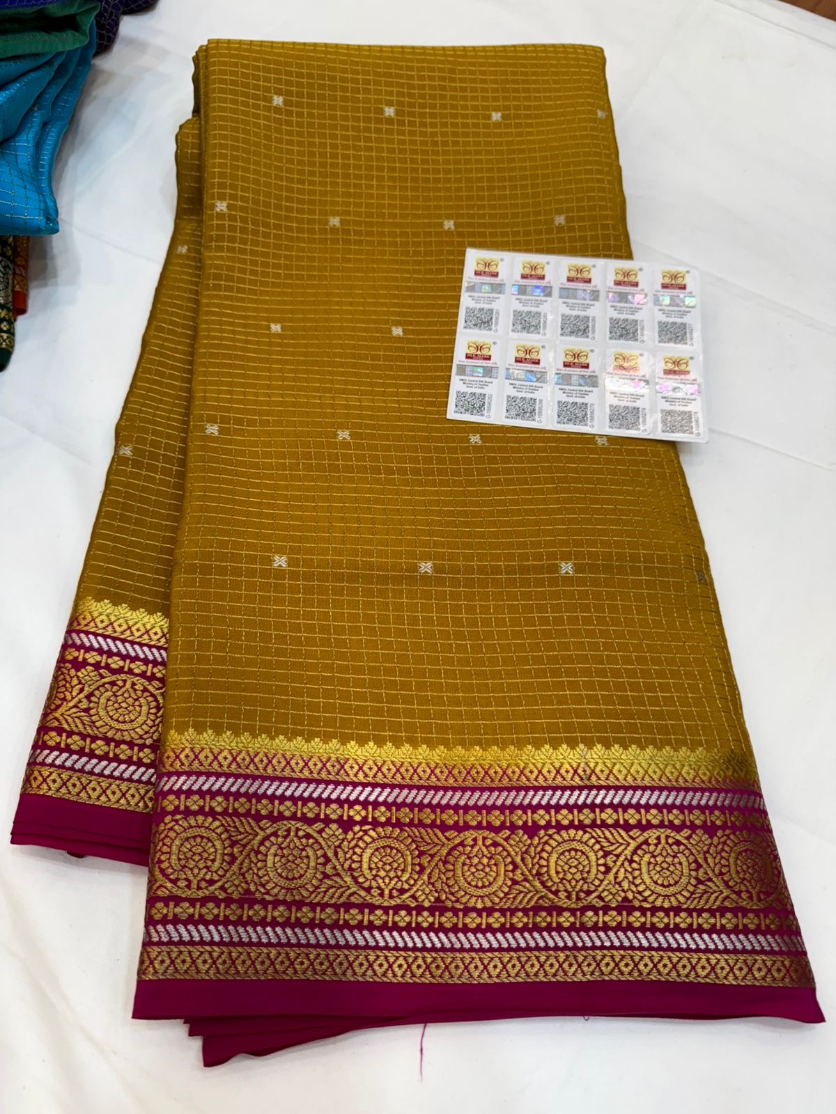 Mysore silk sarees checks pattern