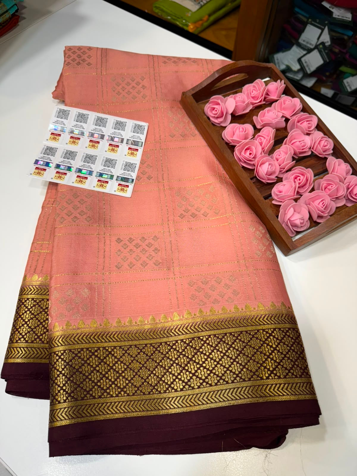Mysore silk sarees checks pattern