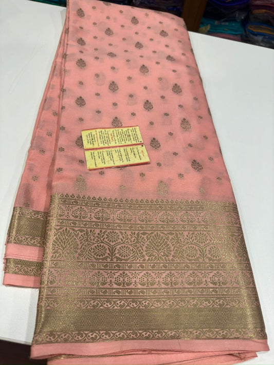 Mysore silk Saress with all over zari consumption