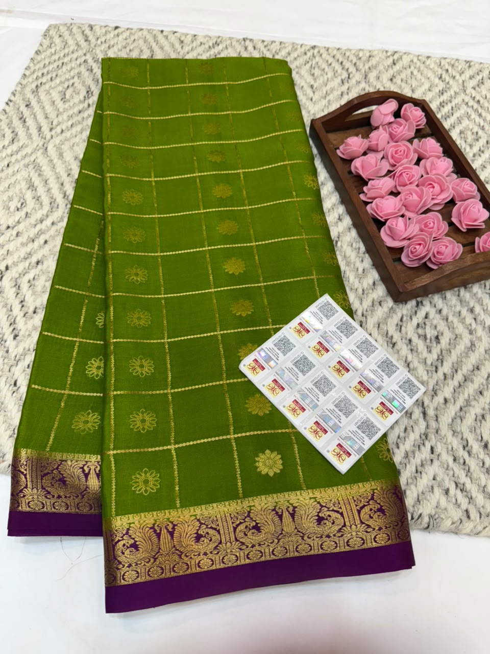 Mysore silk sarees checks pattern