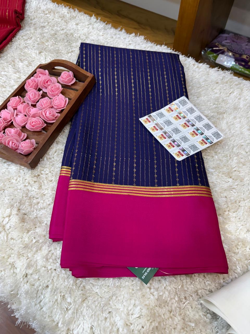 Mysore silk sarees contrast pattern