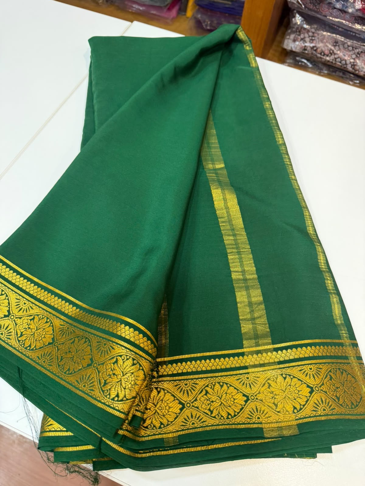 Mysore silk sarees gold lace pattern