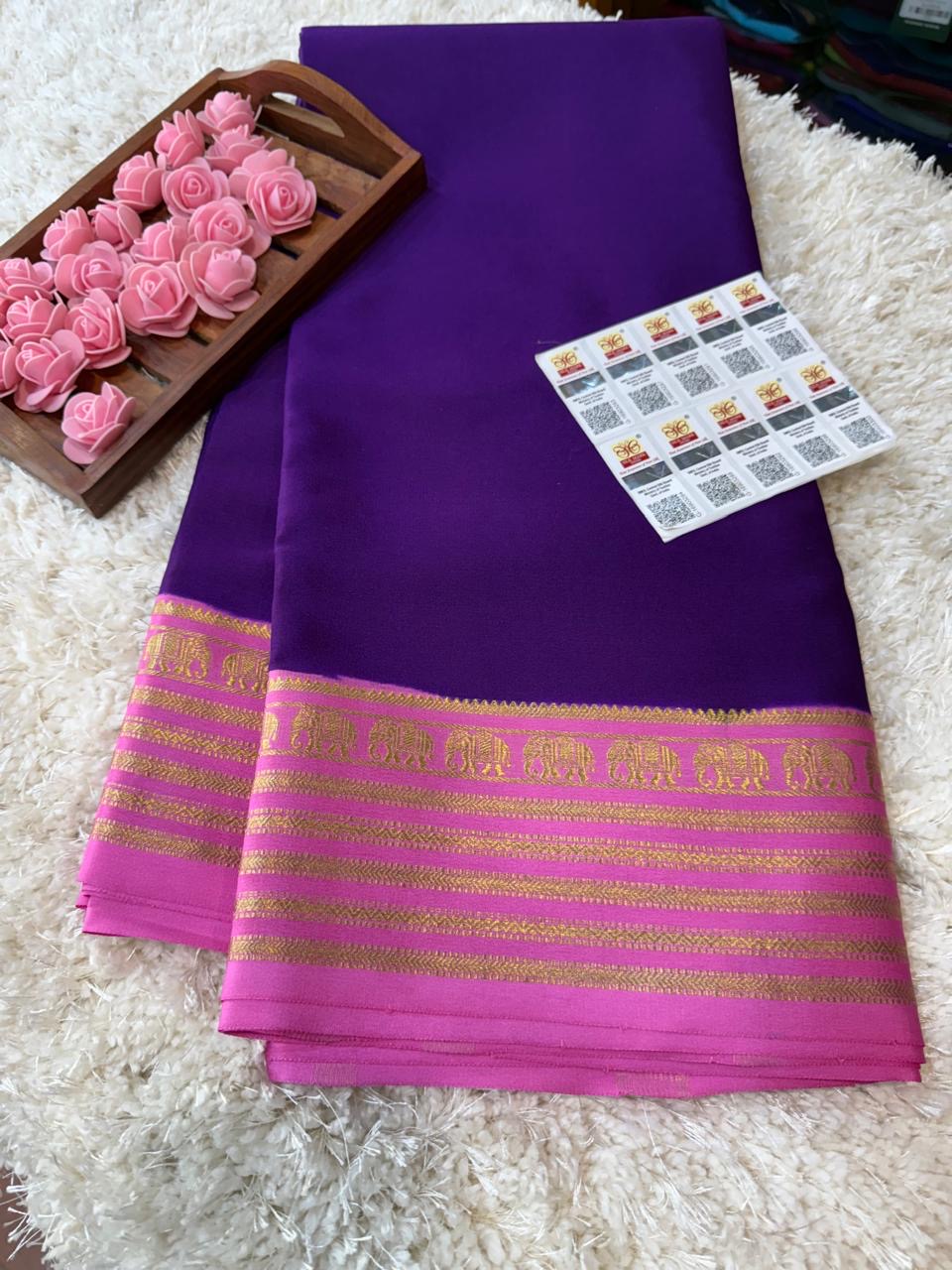 Mysore silk sarees contrast pattern