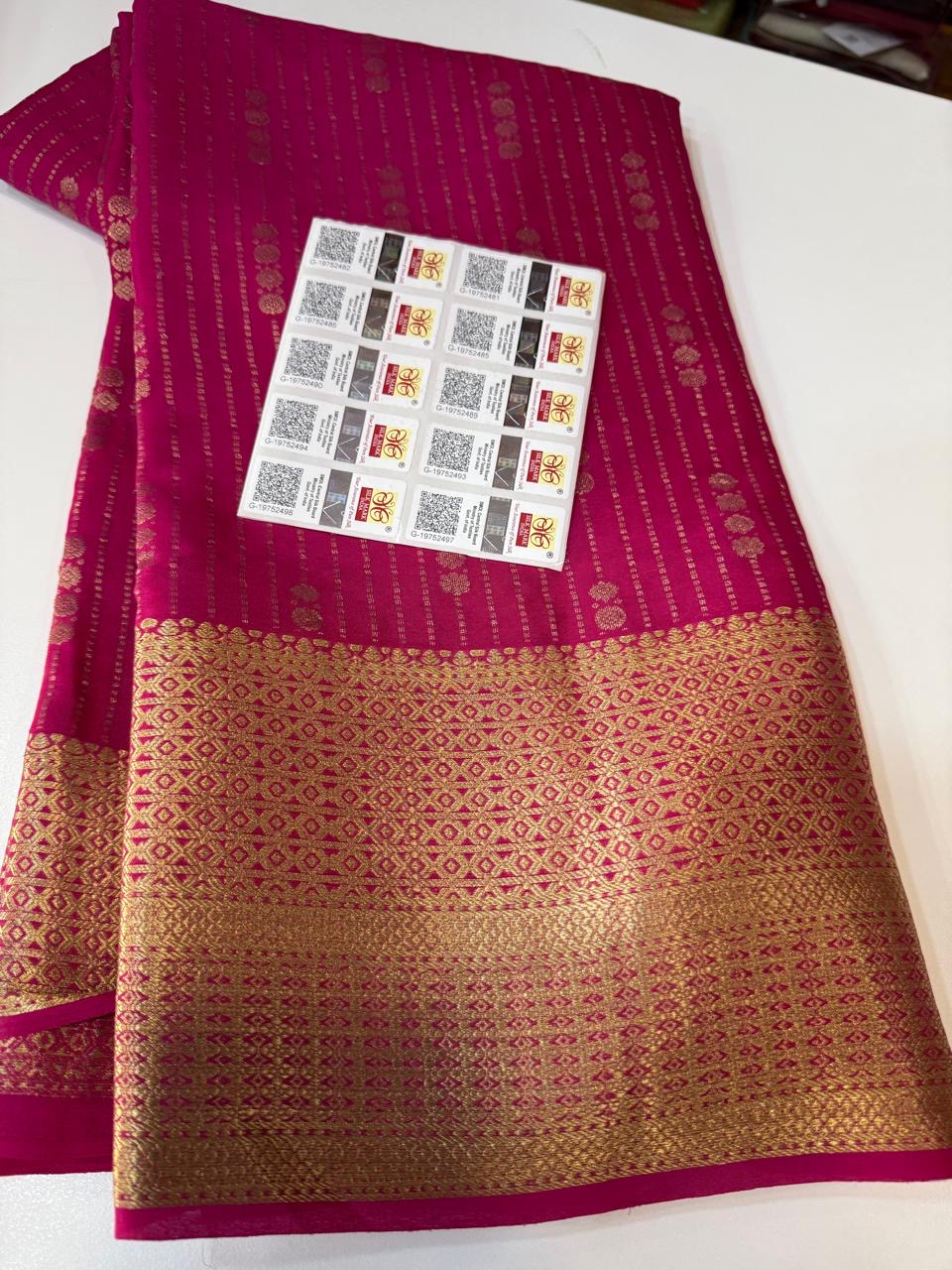 Mysore silk sarees self lines Butta pattern