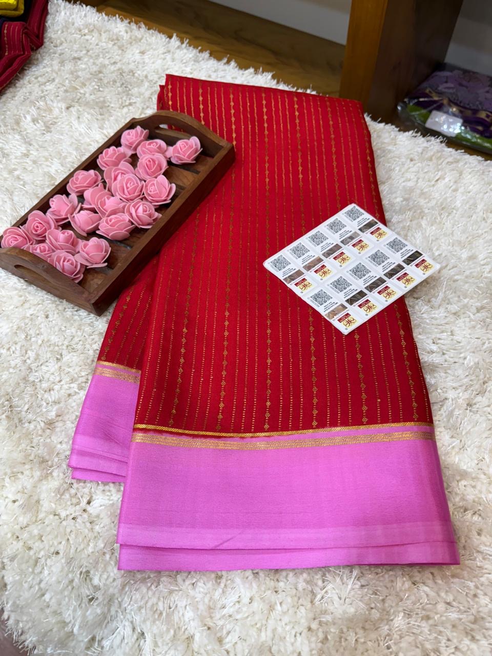 Mysore silk sarees contrast pattern
