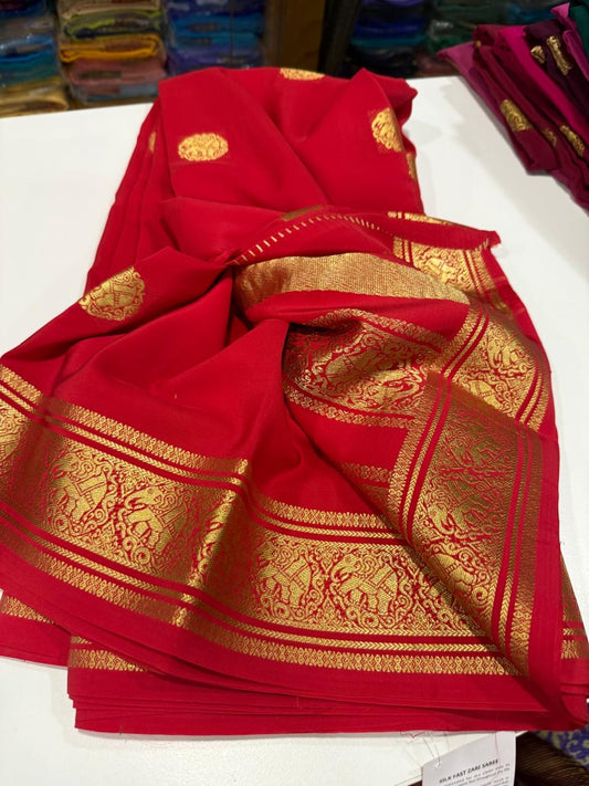Pure zari Mysore silk saree elephant butta