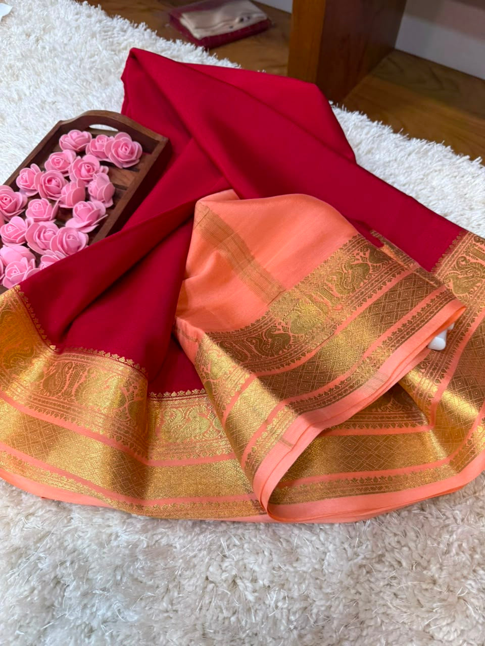 Mysore silk sarees contrast pattern