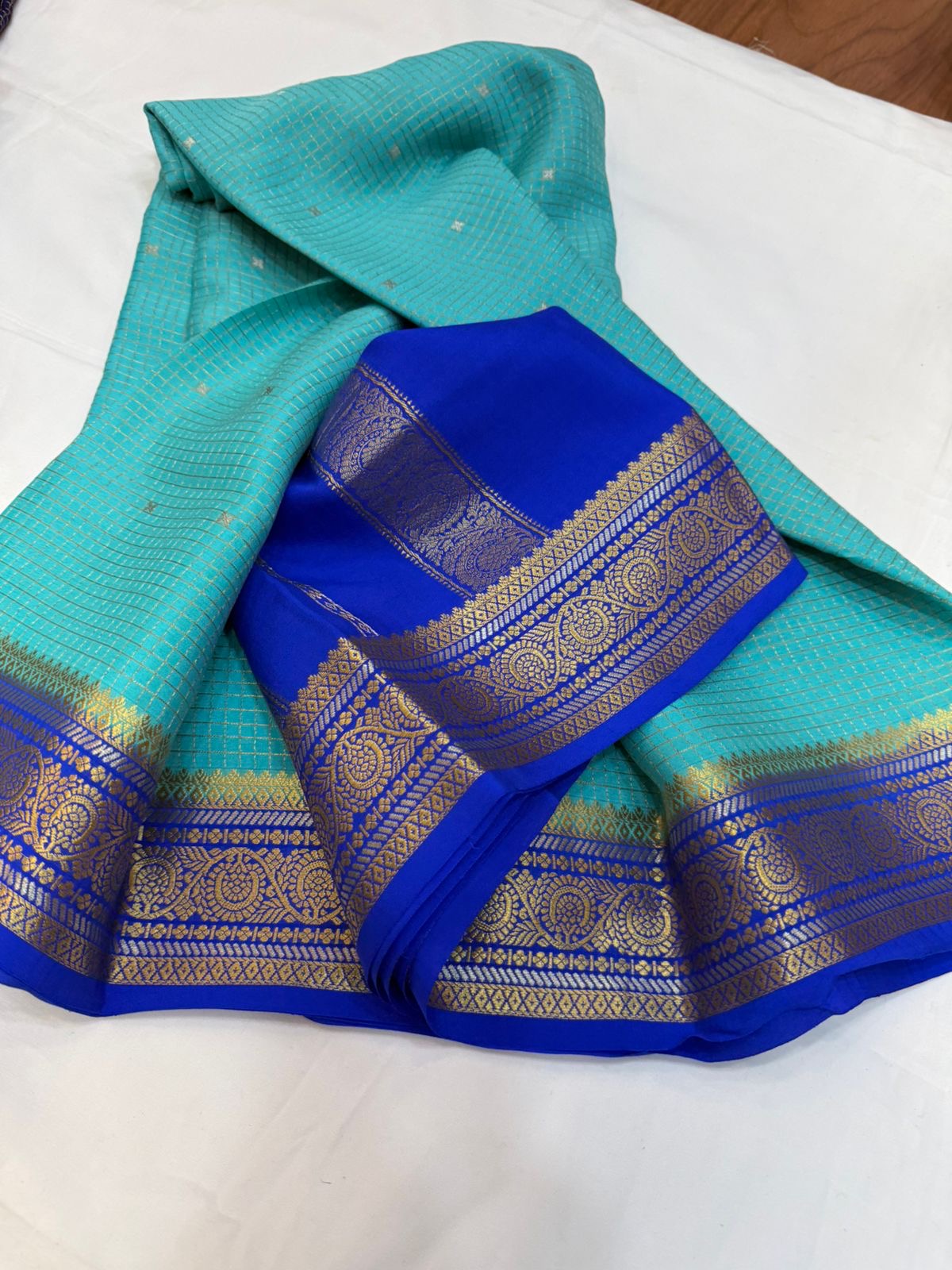 Mysore silk sarees checks pattern