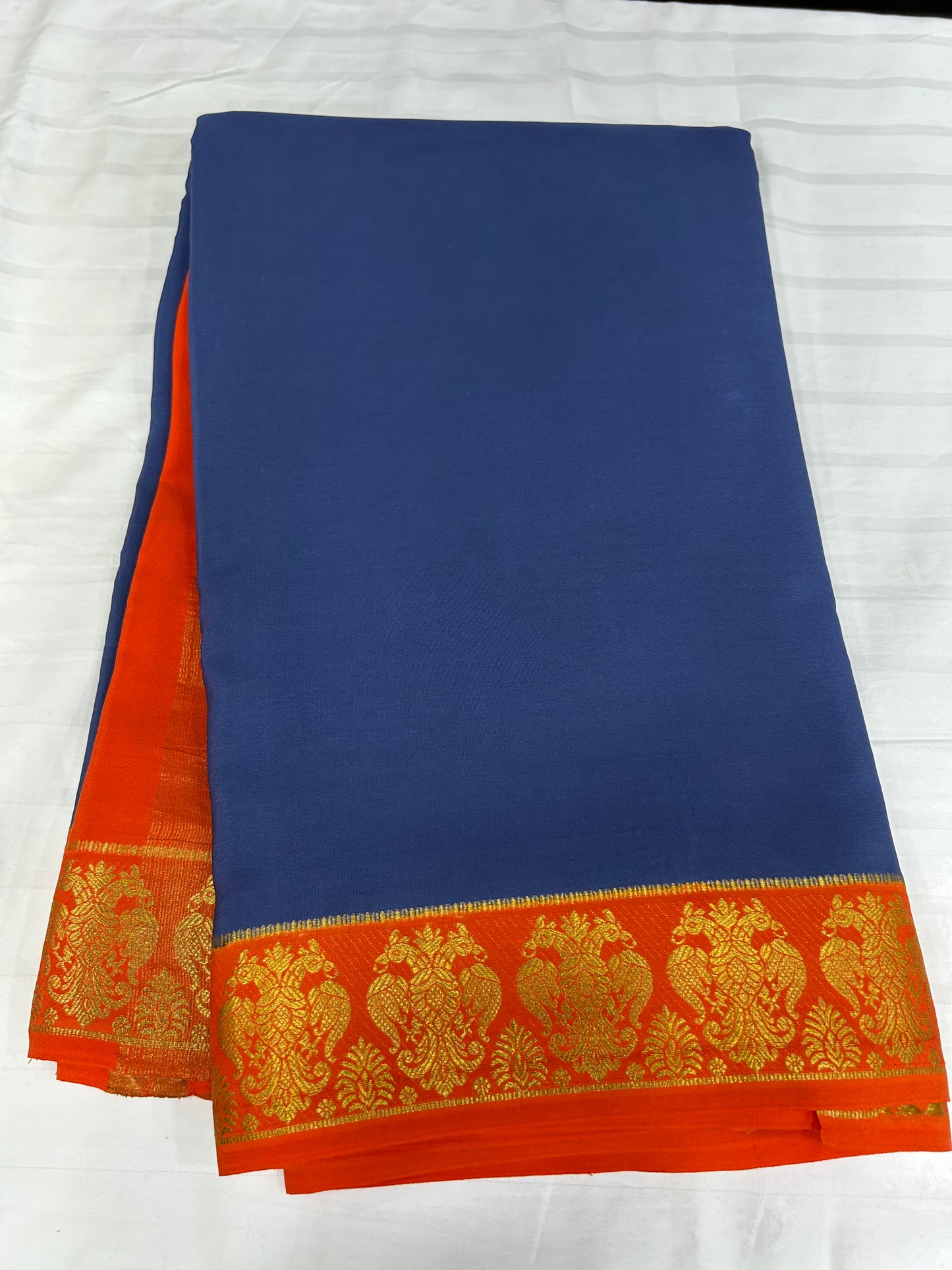 Gold lace Mysore silk saree