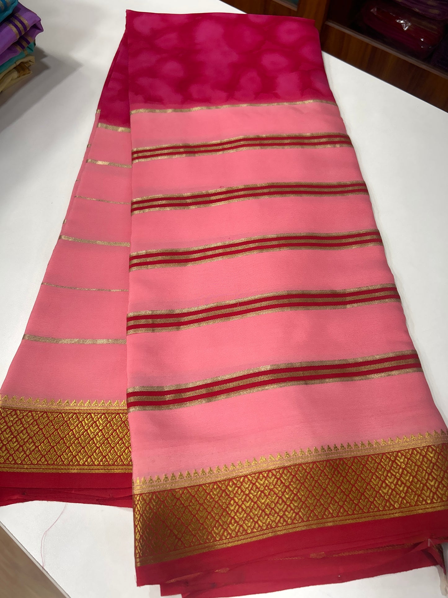 3D Shibori Pattern Mysore Silk