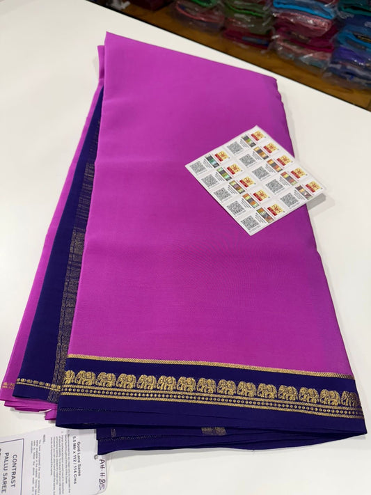 Pure Zari elephant contrast border