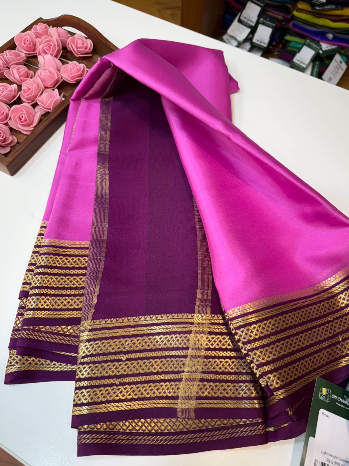 Mysore silk sarees light weight pattern