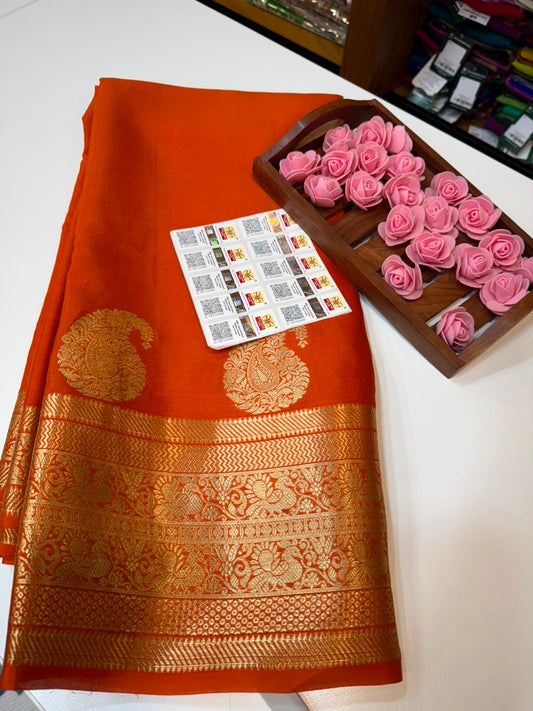 Mango motif peacock border with rich Pallu