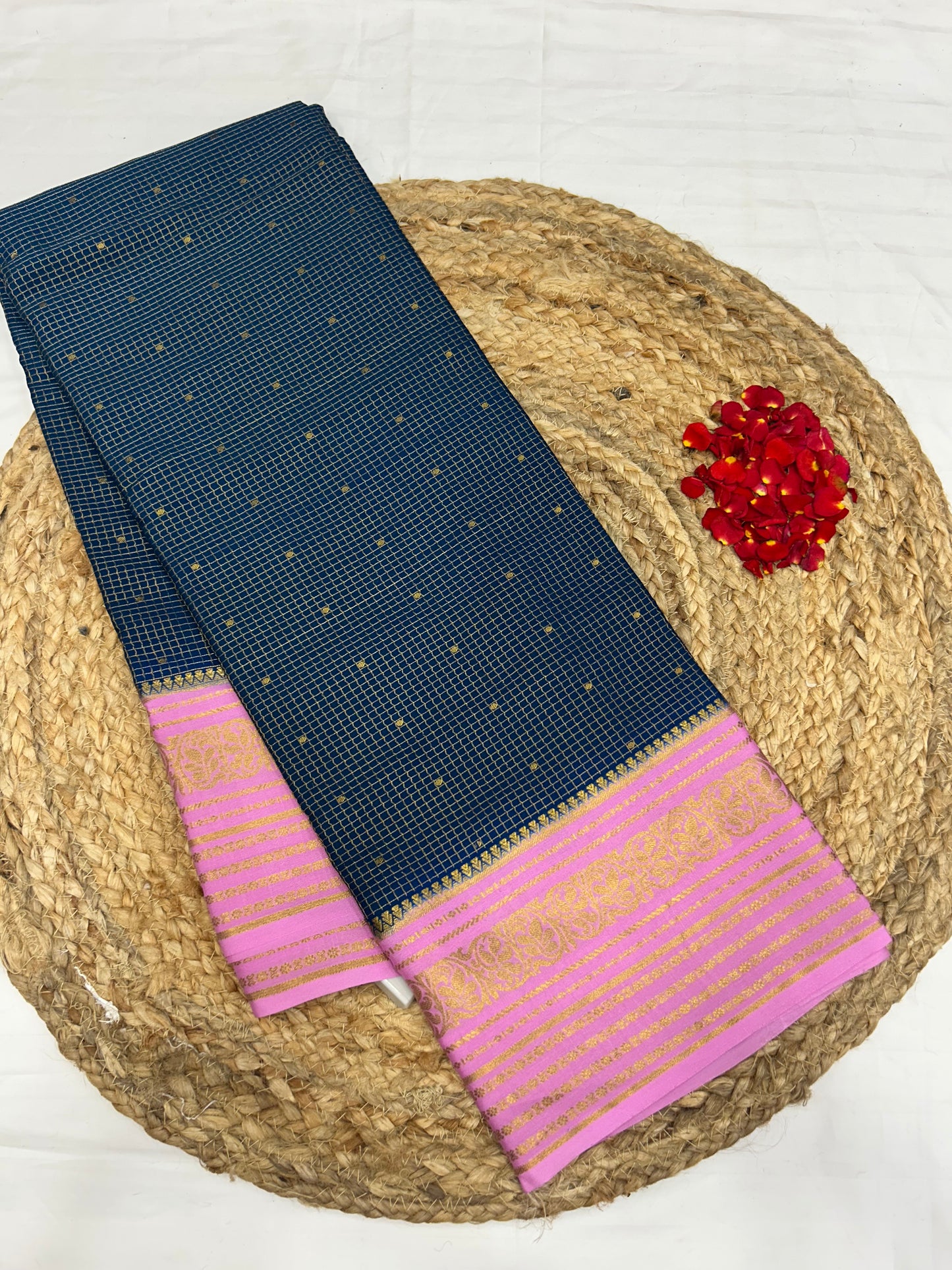 Mysore silk contrast checks