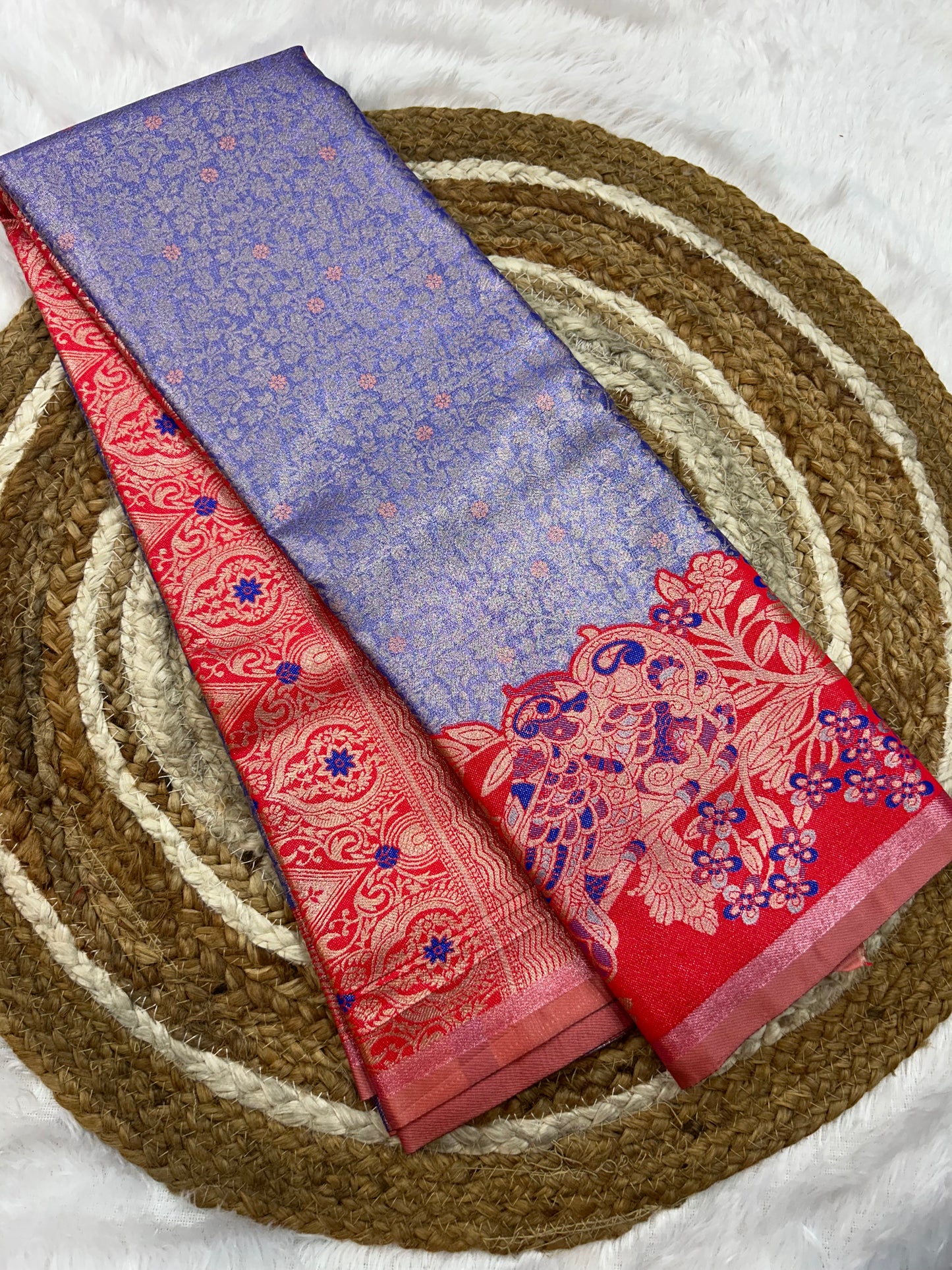 Semi silk floral Jacquard Saree