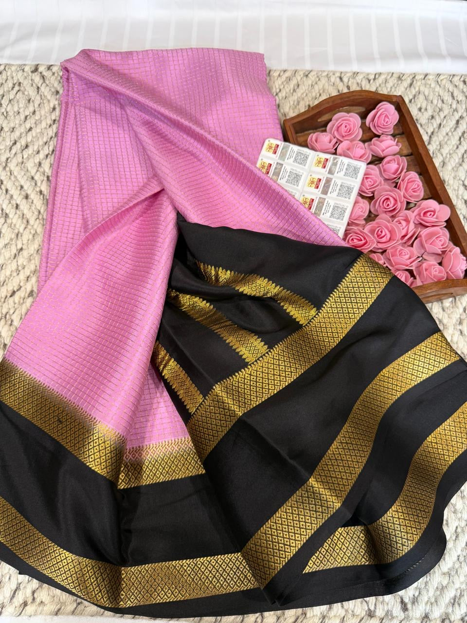 Mysore silk sarees checks pattern