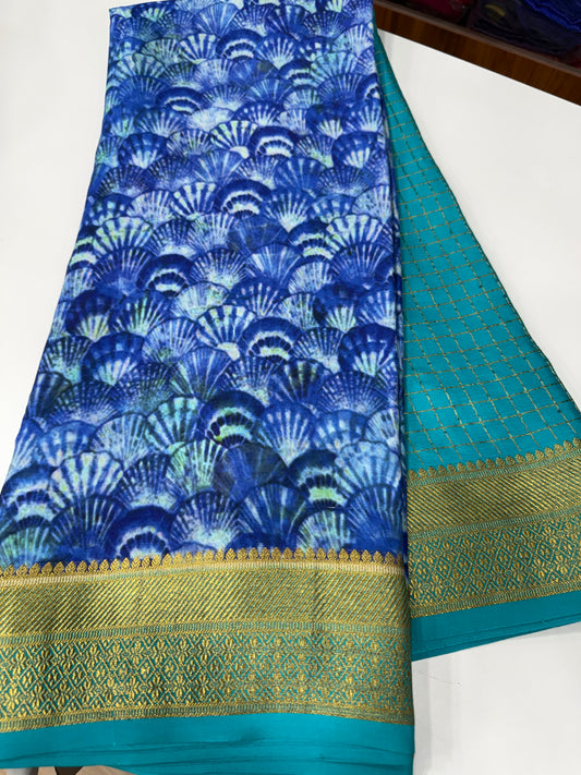 Printed Mysore silk saree