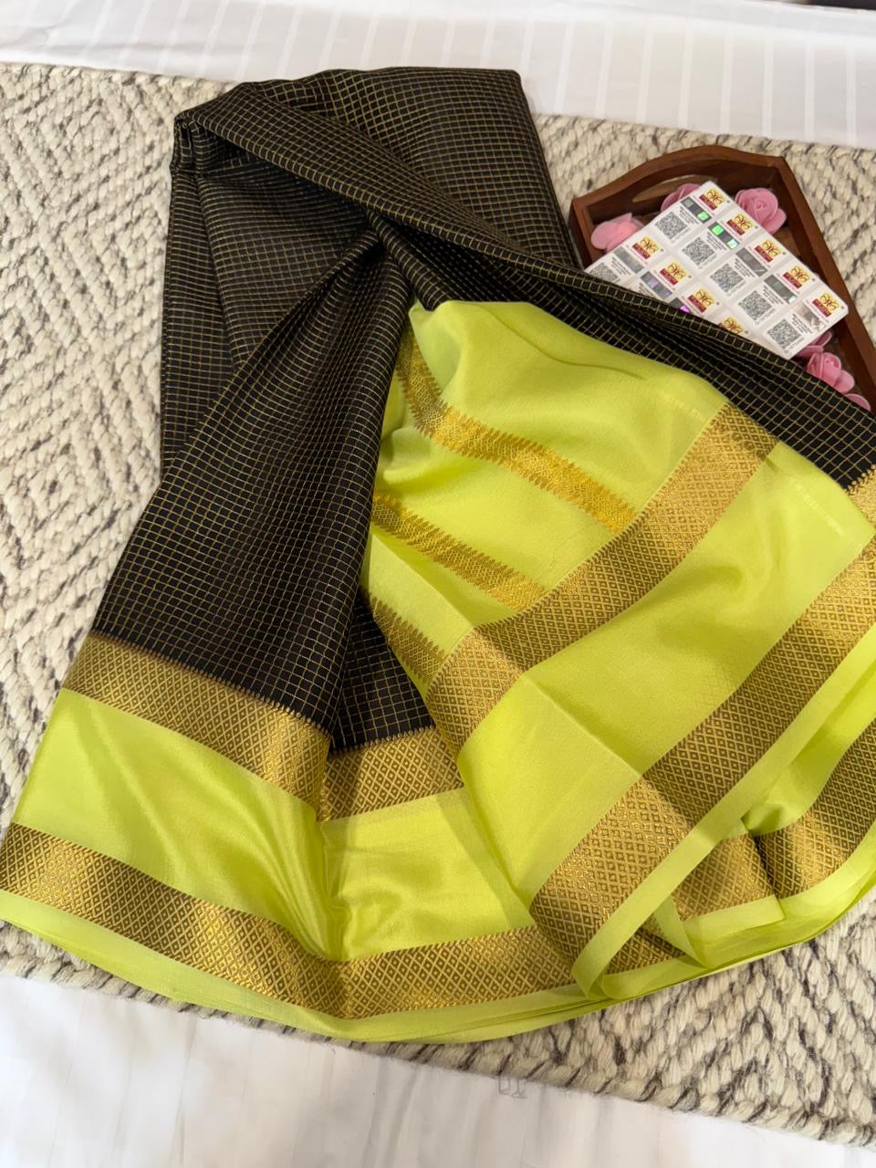Mysore silk sarees checks pattern