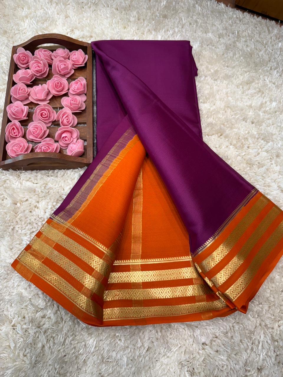 Mysore silk sarees light weight pattern