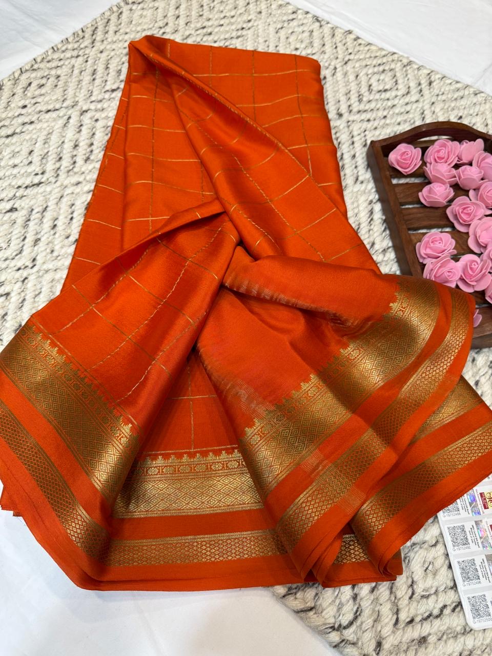 Mysore silk sarees checks pattern