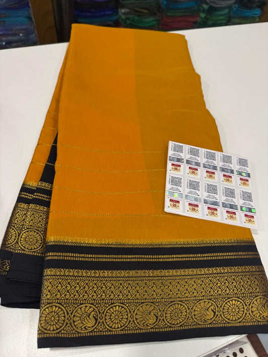 Mysore silk saree gold lace zari pattern